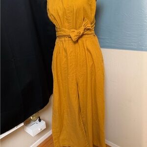 Anthology Greylin Mustard Jumpsuit with Bow Accent